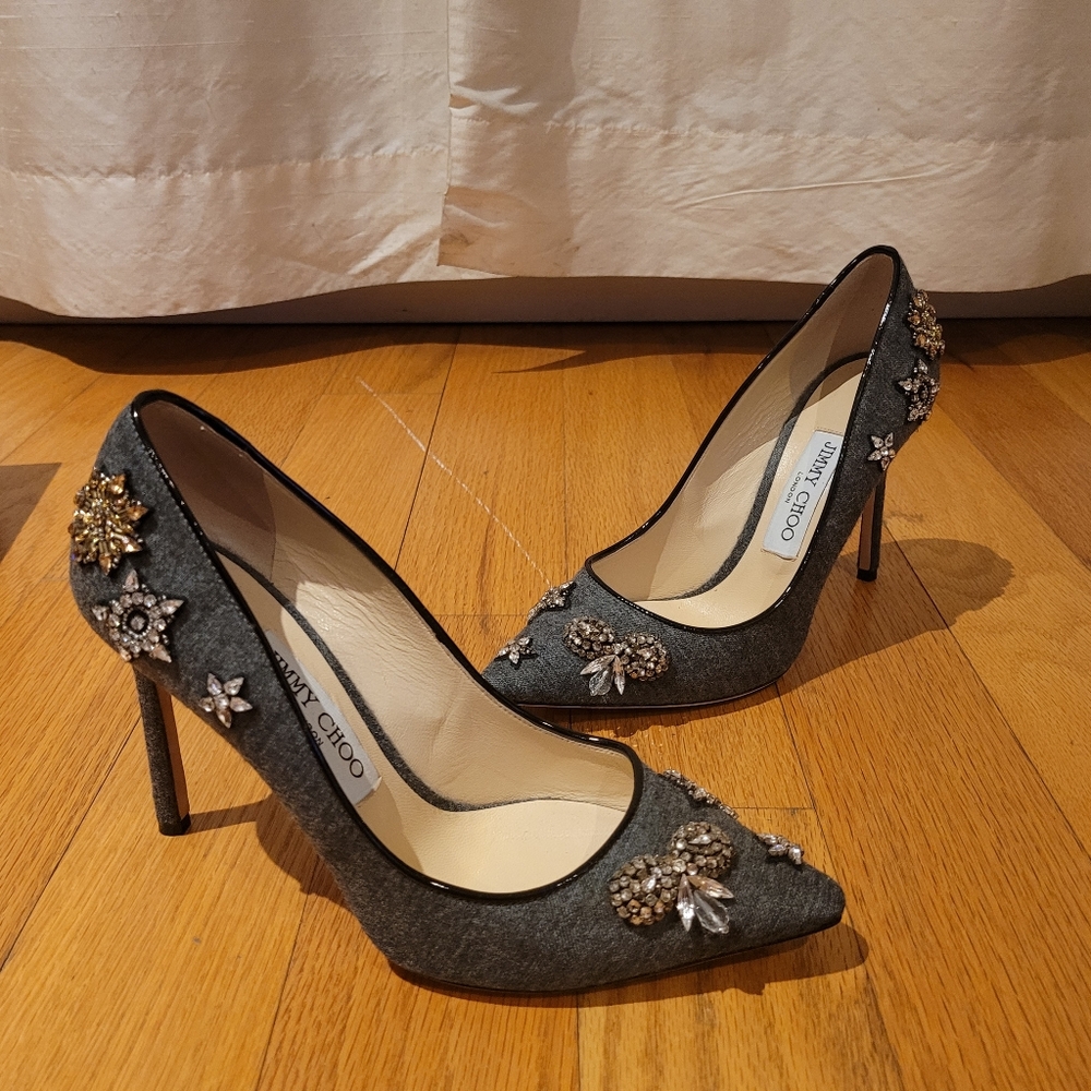 Authentic Jimmy Choo Romy 100 Embellished Heels